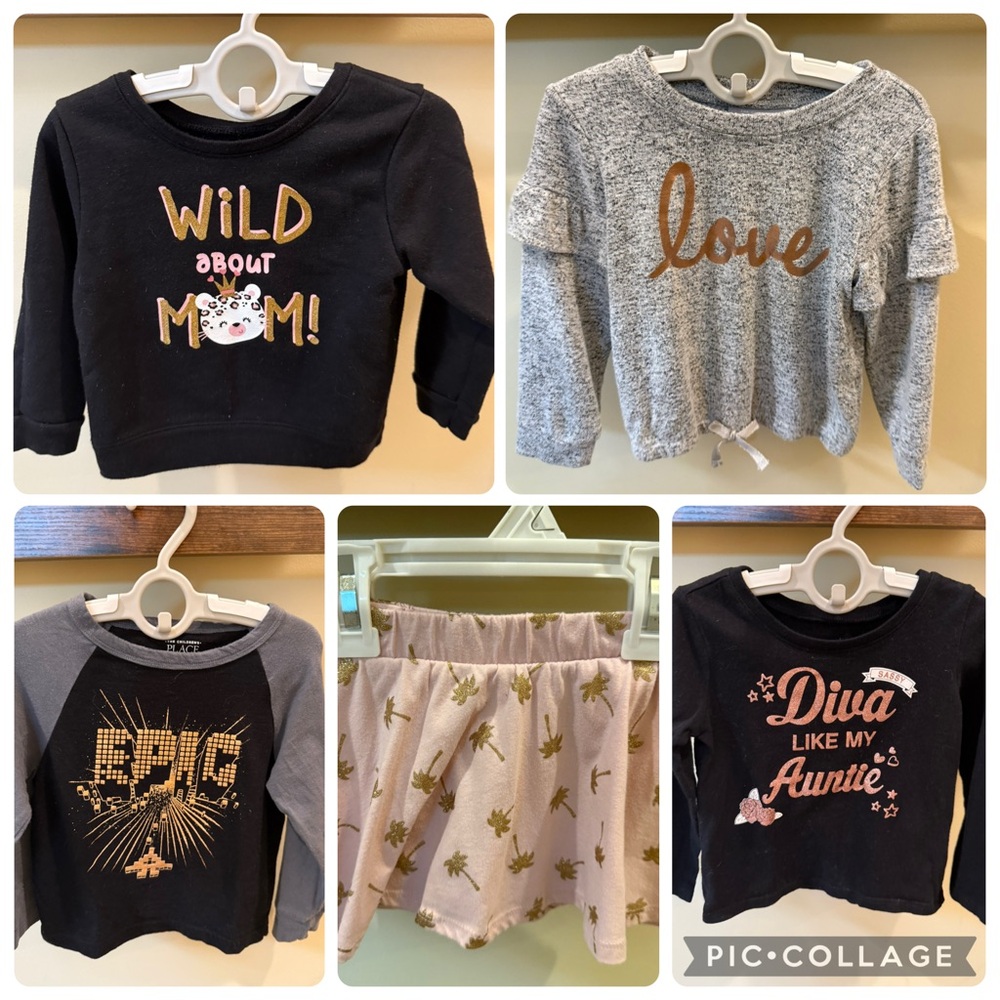 The Children's Place Girls Tops and Skirt Outfit Bundle of 5